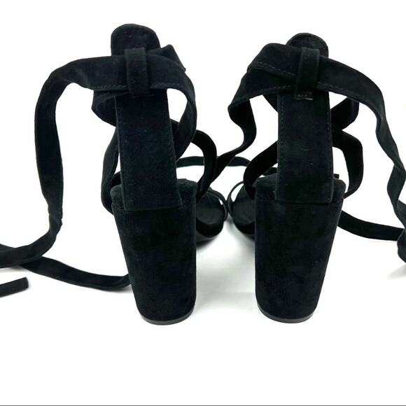 NEW Steve Madden Black Cosmic Suede Wrap Heels 7.5 - Picture 8 of 9